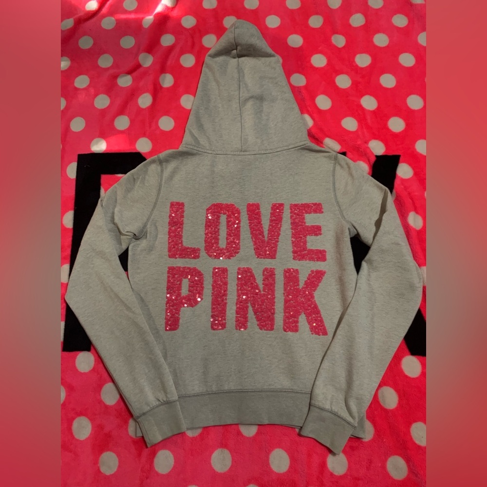 VS Pink speckled bling full zip Sz m